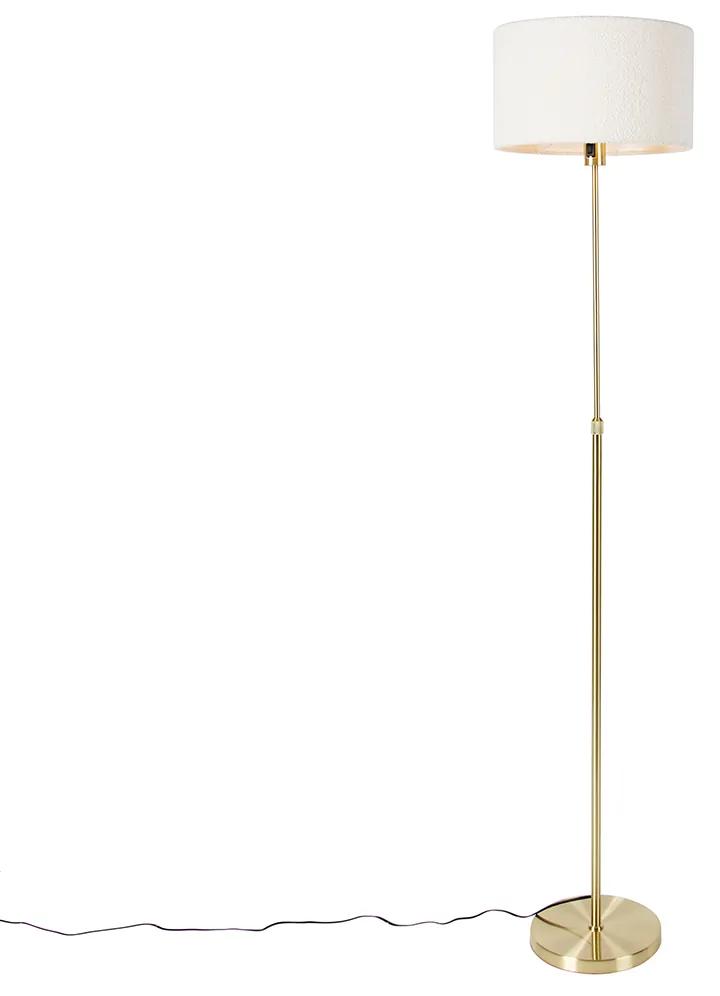 Candeeiro de chão regulável dourado com abajur branco 35 cm - Parte Design
