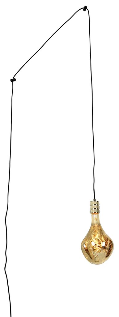 Candeeiro de suspensão moderno dourado com ficha incl. lâmpada LED regulável - Cavalux