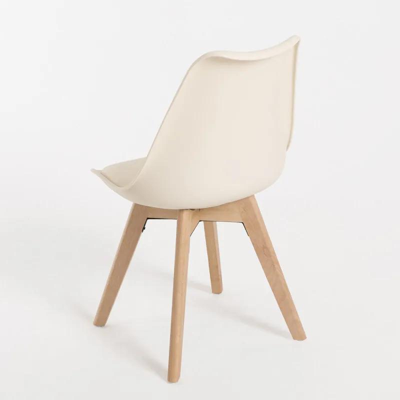 Cadeira Lena com Assento Almofadado - Creme - Design Nórdico