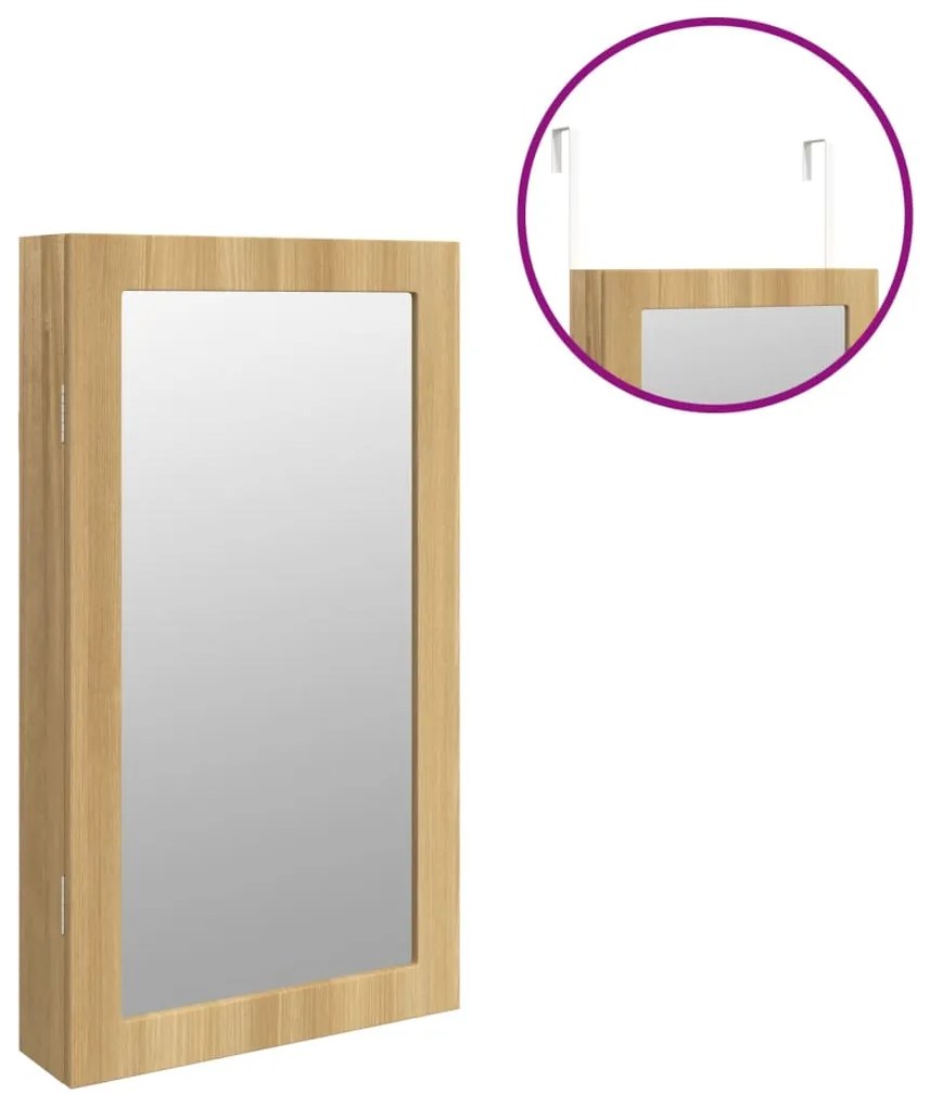 Móvel para joias de parede espelhado com luzes LED