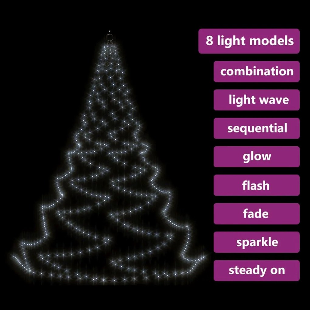 Árvore de Natal parede 720 luzes LED 5 m int/ext branco frio