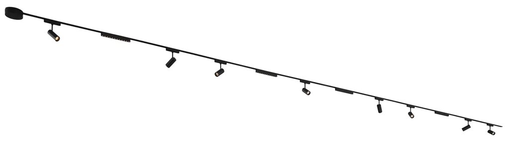 Sistema de iluminação de trilho com 8 focos e 4 luzes de teto pretas monofásicas - Magnetic Gert Puntua