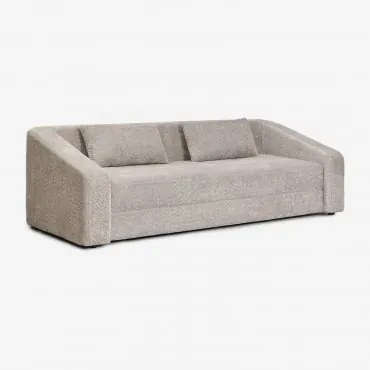 Sofá-cama De 3 Lugares Em Tecido Bouclé Dalila Bouclé Castanho Trigo - Sklum