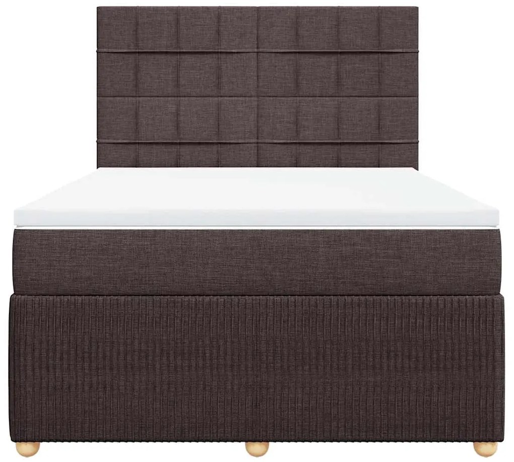 Cama com molas/colchão 160x200 cm tecido castanho-escuro