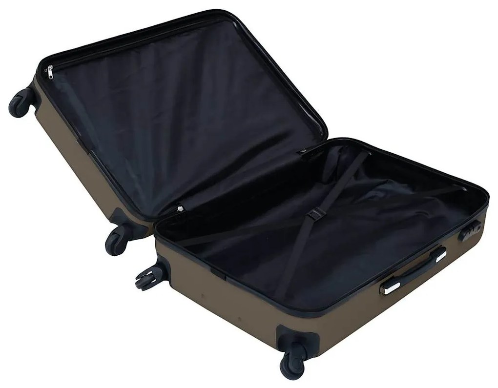 Conjunto de tróleis estojo rígido 3 pcs ABS castanho
