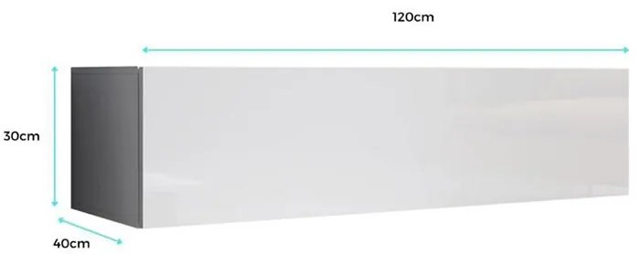 Móvel TV Sendim – 120x30 cm – Preto Mate com Portas Alto Brilho – Desi