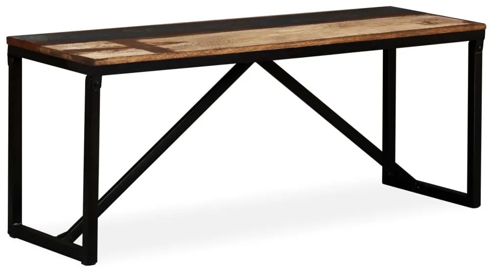 Banco em madeira recuperada maciça 110x35x45 cm