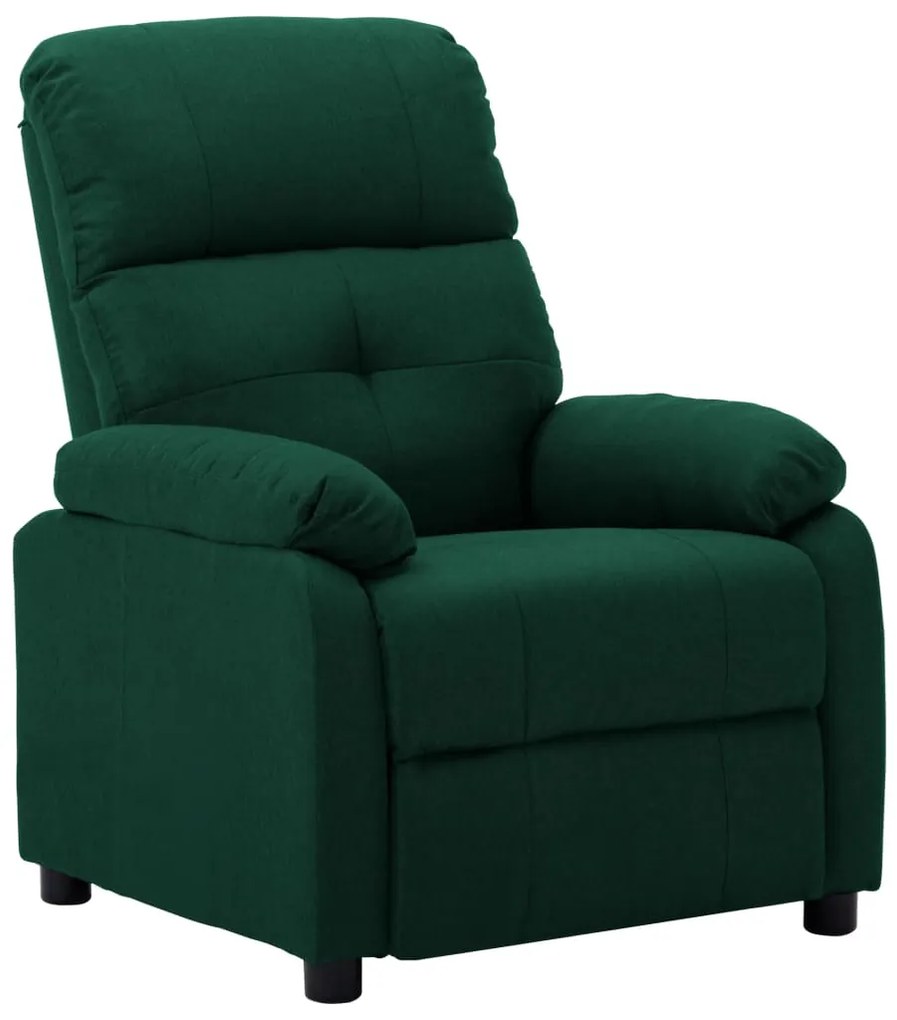289668 vidaXL Poltrona reclinável tecido verde-escuro