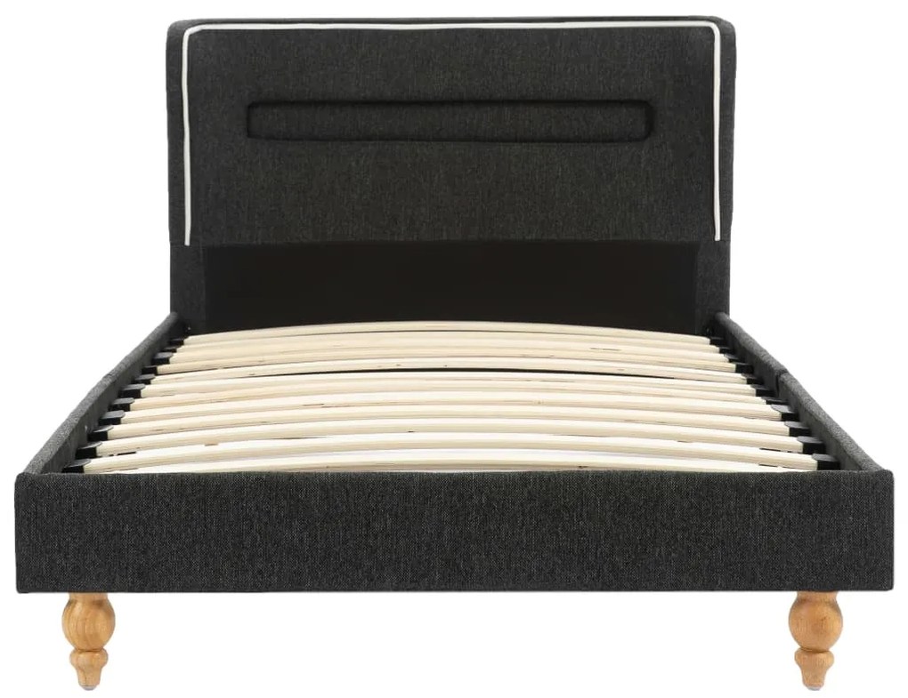 Cama com LED e colchão 90x200 cm serapilheira cinzento-escuro