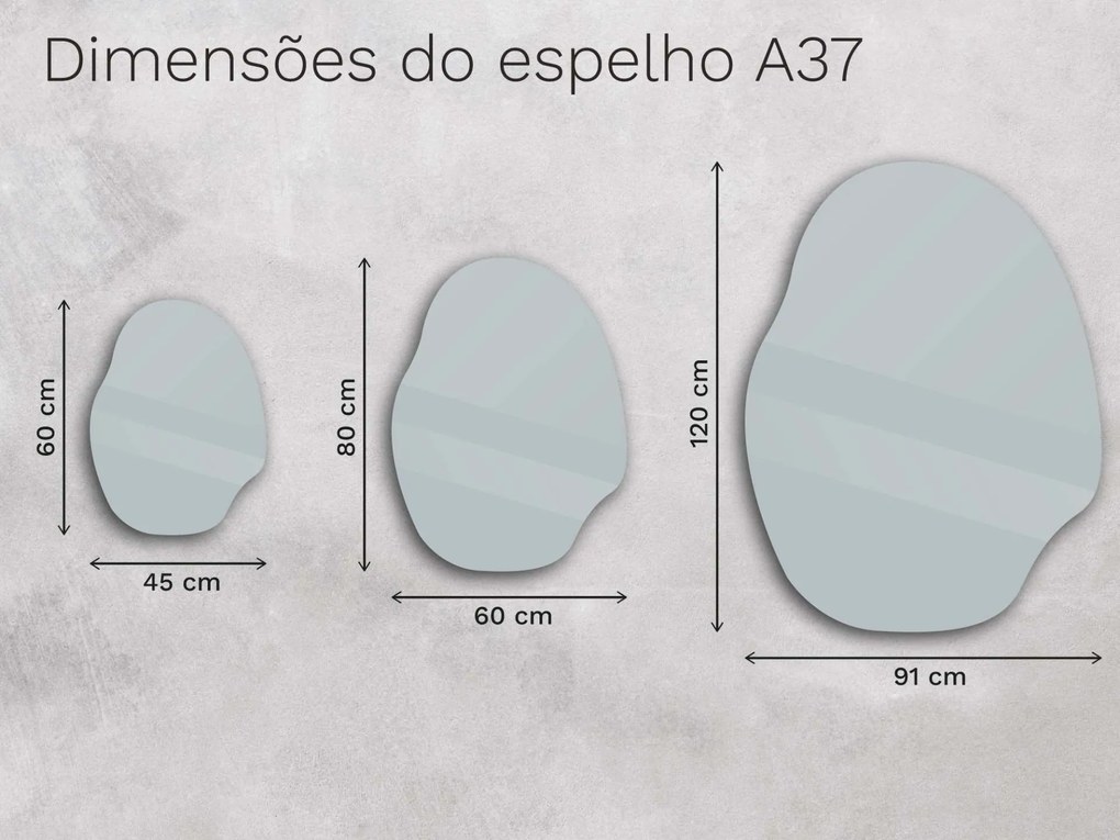Espelho LED orgânico com iluminação A37 60×80