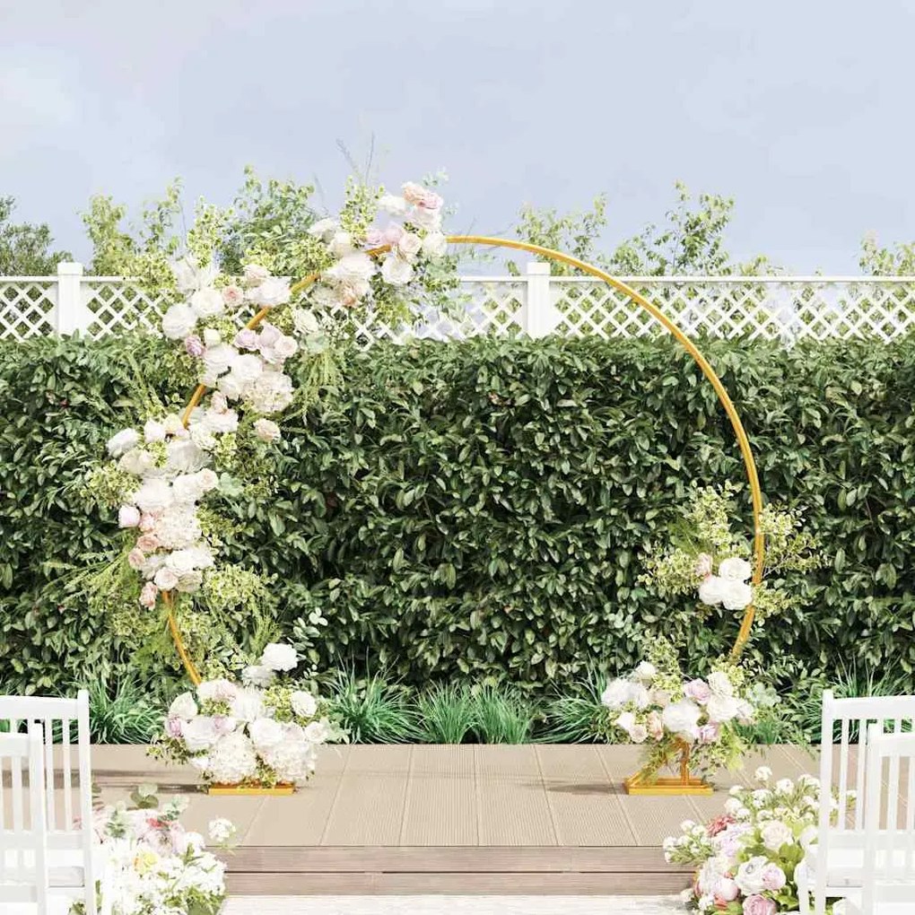 vidaXL Arco de Casamento Ouro 220 x 45 x 200 cm Aço