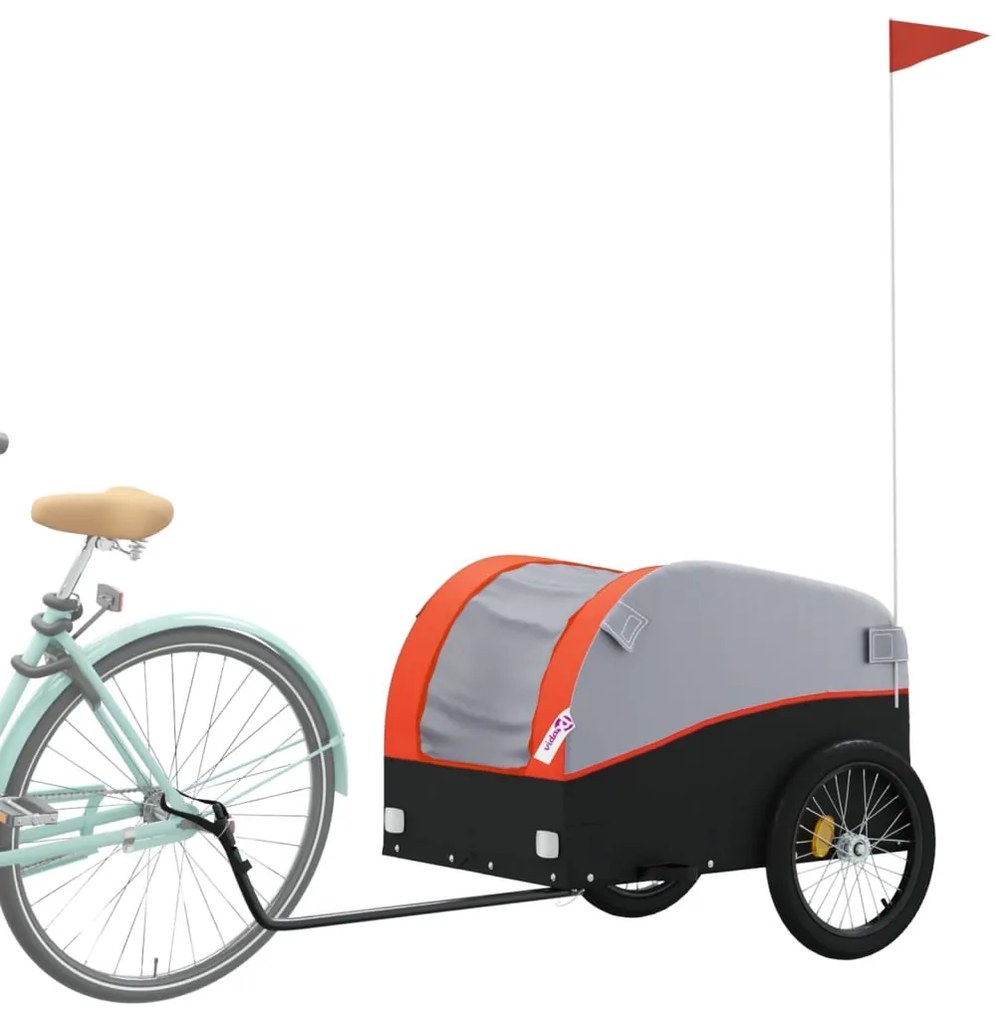 Reboque para bicicleta 45 kg ferro preto e laranja