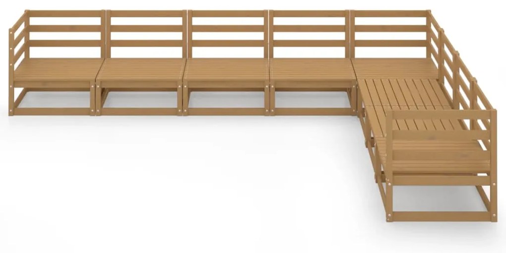 8 pcs conjunto lounge de jardim pinho sólido castanho mel