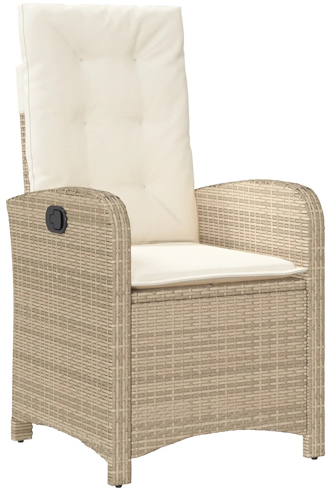 Conjunto de Jantar de Jardim com Almofadas, Rattan Poliéster Bege