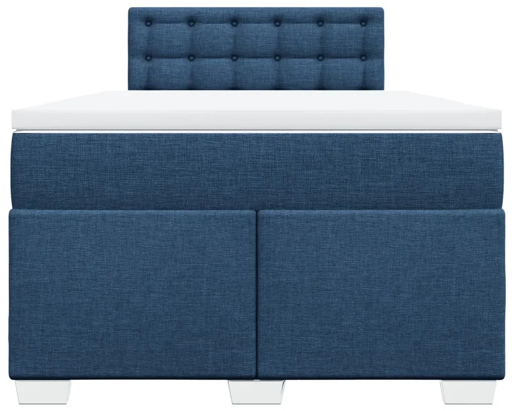 Cama boxspring com colchão 120x190 cm tecido azul