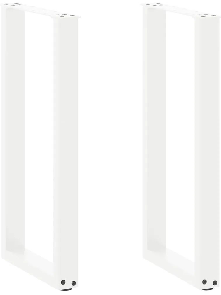 vidaXL Pés de mesa de console em forma de U, 2 peças, branco, 38x(72-73) cm, aço