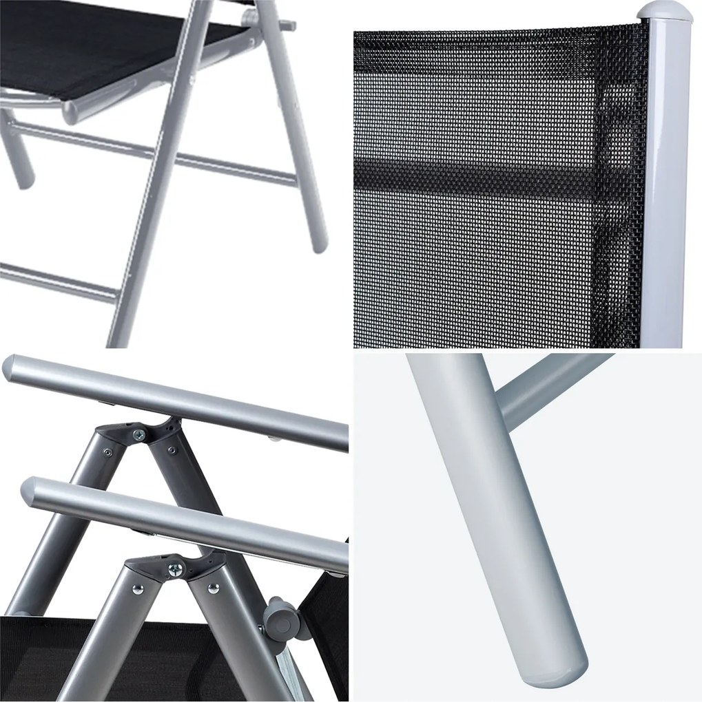 Conjunto de 2 cadeiras de jardim Bern preto/prateadas