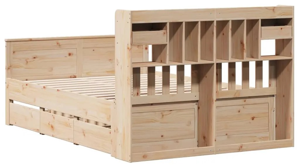 Cama com estante sem colchão 140x190 cm pinho maciço