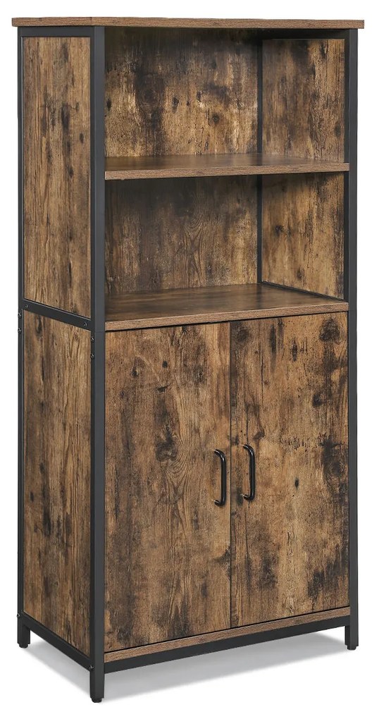 Armário de arrumação multifuncional 60 x 35 x 125 cm Castanho Vintage-preto