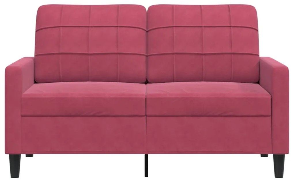 Sofá de 2 lugares veludo 120 cm vermelho tinto
