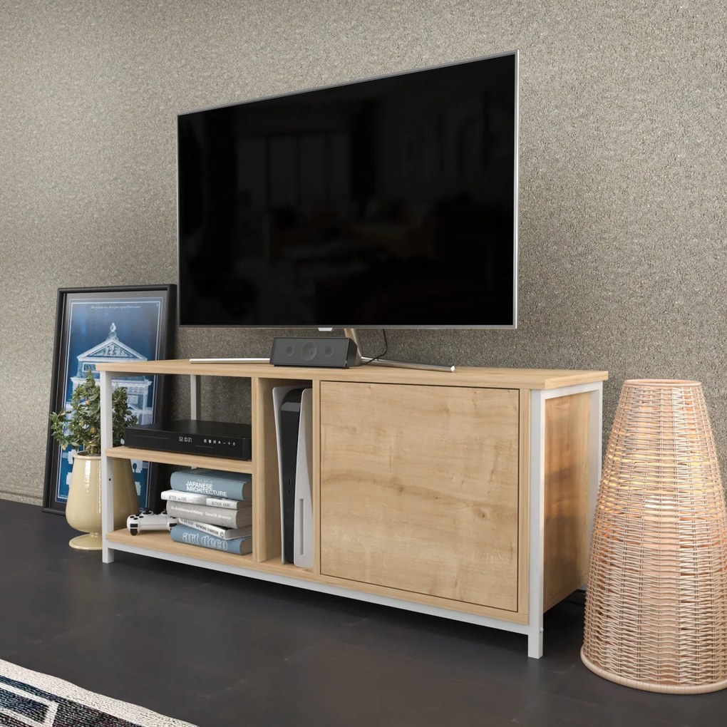 Móvel TV Neola – Branco Carvalho – 120 cm