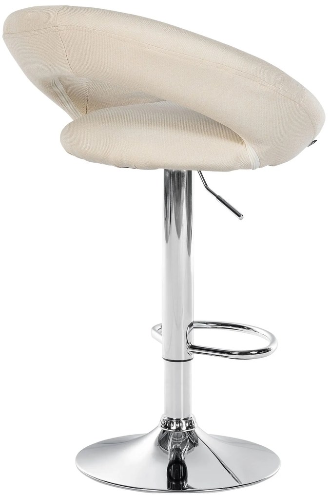 Conjunto de 2 bancos de bar Olinda em tecido e com estrutura cromada 52 x 77-97 x 47 cm Creme