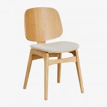Cadeira De Jantar Em Madeira Canadá Madeira Natural & Tecido Beige - Sklum