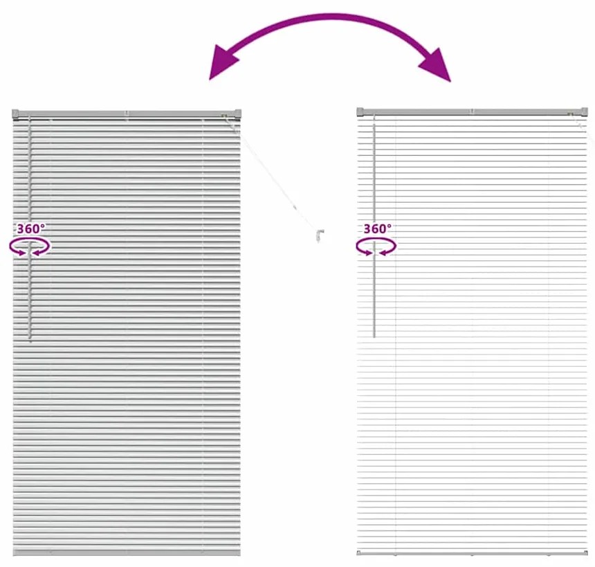 Persiana de Janela com cortinas Manual Prata 80 x 130 cm Alumínio