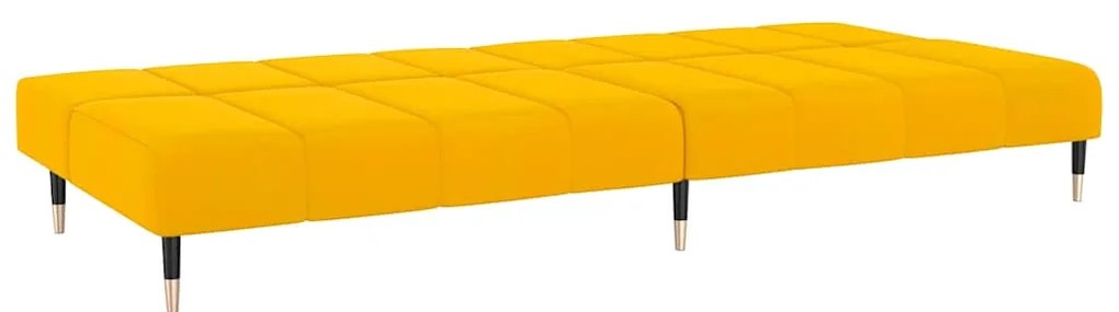 Sofá-cama de 2 lugares veludo amarelo