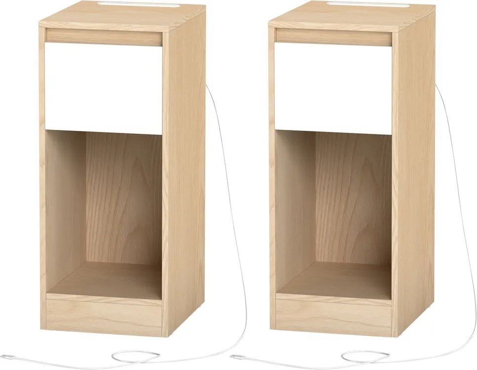 Conjunto de 2 Mesas de cabeceira estreita 30 x 25 x 59,5 cm bege-branco