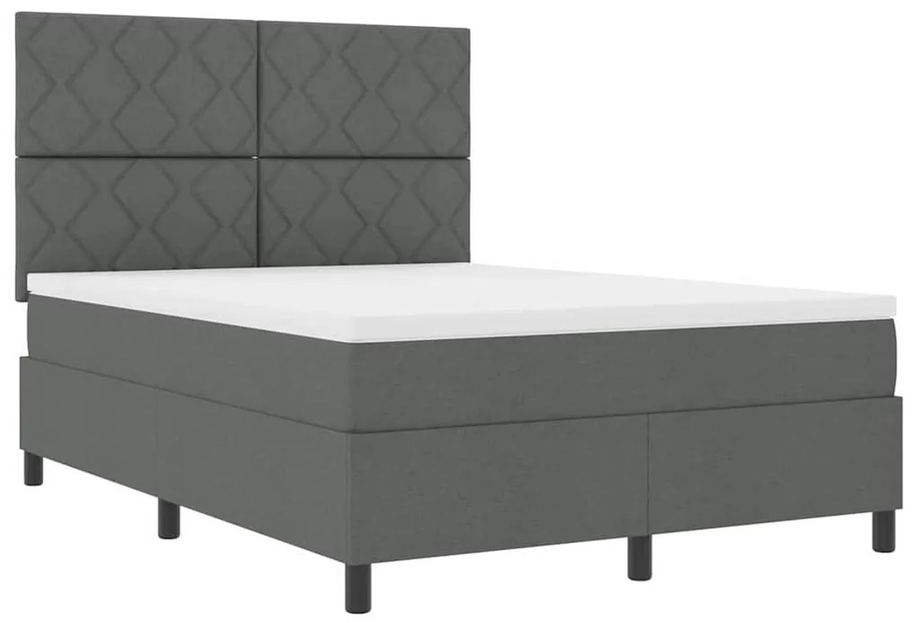 Cama com Estrado e Colchão com Luz LED em Cinza Escuro, 140 x 190 cm,
