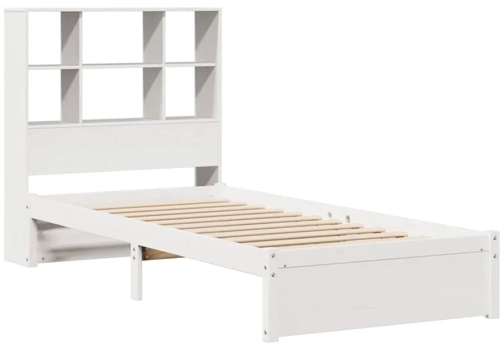 Cama com estante sem colchão 90x200 cm pinho maciço branco