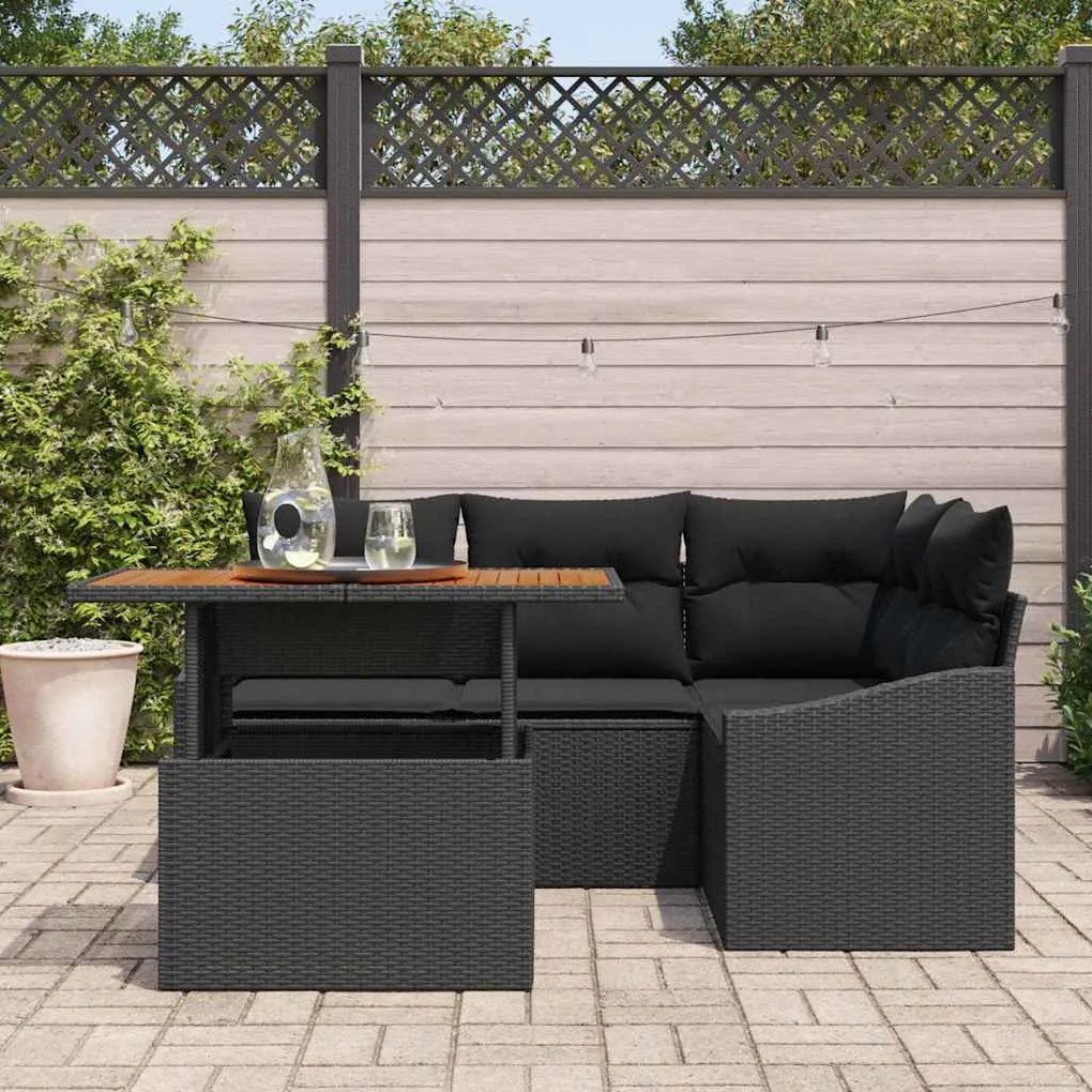 Conjunto de Jantar de Jardim com 5 Peças e Almofadas - Rattan de Polie