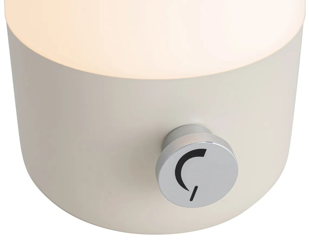 Candeeiro de mesa exterior bege com branco incluindo LED recarregável IP44 - Haard Moderno
