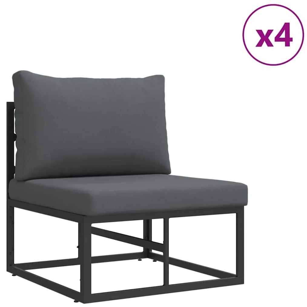 Conjunto de Sofá de Jardim 9 pcs Preto 70 x 70 x 32 cm Alumínio