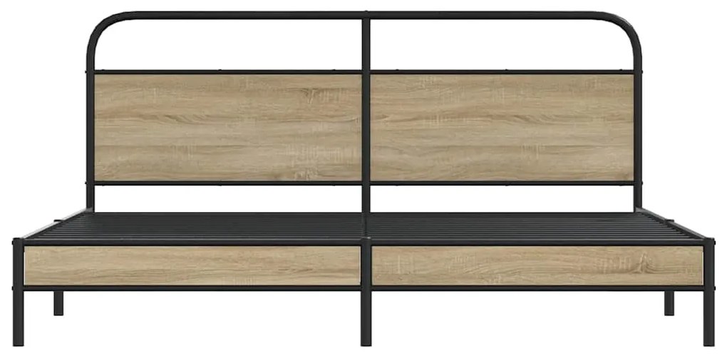 Estrutura de cama sem colchão 183x213cm metal carvalho fumado
