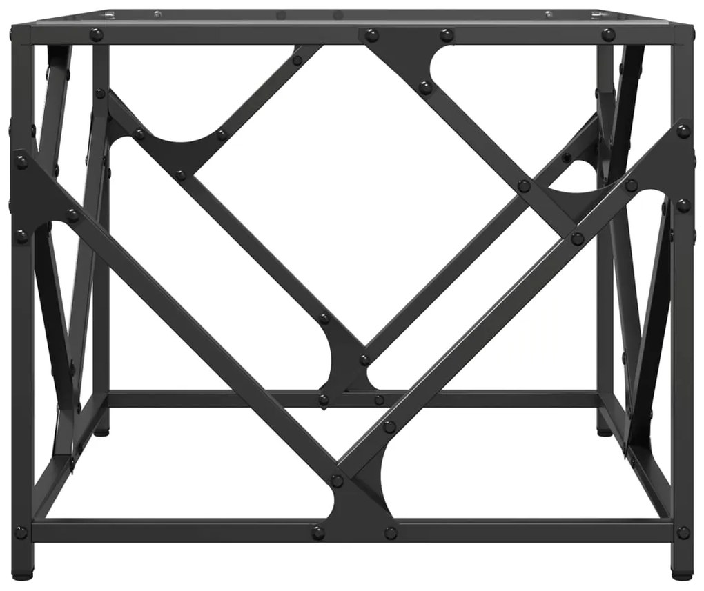 Mesa de centro c/ topo em vidro transparente 50x50x41 cm aço