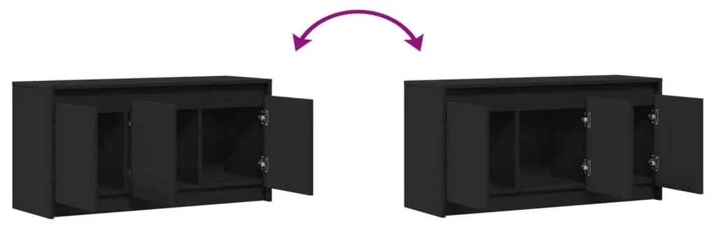 Móvel de TV com luzes LED derivados de madeira preto