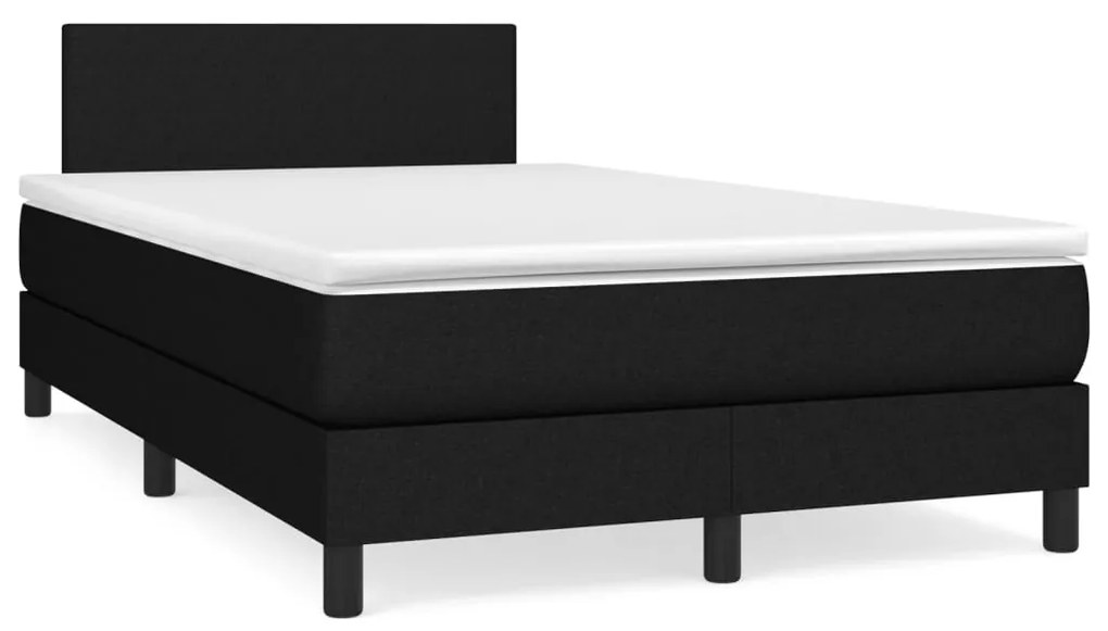 Cama boxspring com colchão 120x190 cm tecido preto