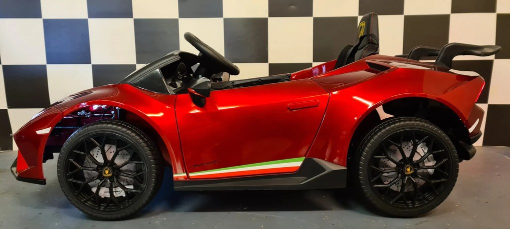 Carro infantil eléctrico Lamborghini Huracan 12 volts com controlo remoto, Pneus Borracha Vermelho
