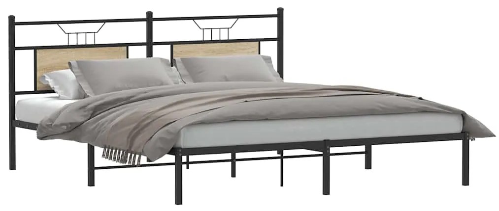 Estrutura de cama sem colchão 183x213 cm carvalho sonoma