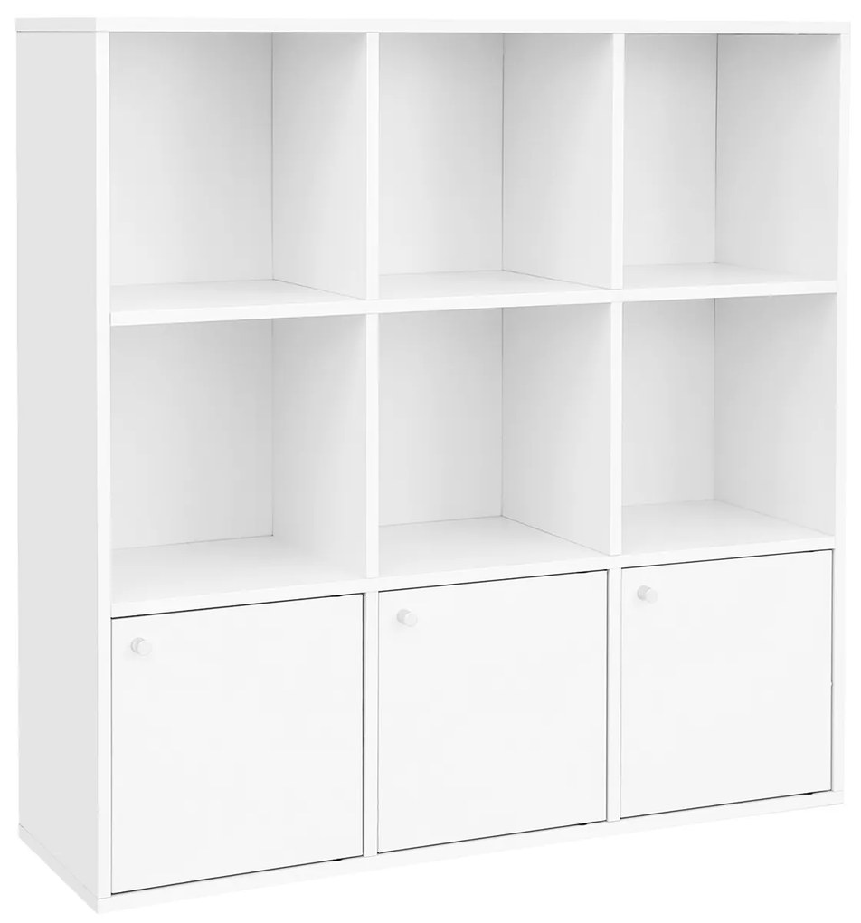 Estante de madeira com cubos abertos e 3 compartimentos | VASAGLE | 97,5 x 30 x 97,5 cm | branco | LBC33WT