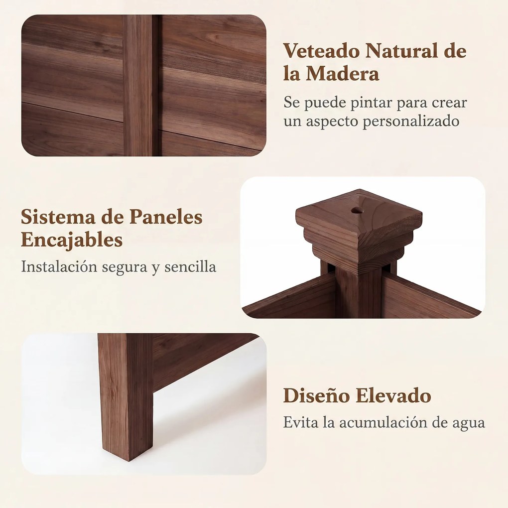 Conjunto de 2 Painéis de Privacidade para o Exterior 119 x 119 cm com Estacas Metálicas para Ar Condicionado, Caixote do Lixo de Jardim, castanho