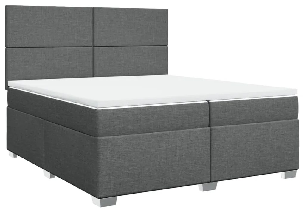 Cama com molas/colchão 200x200 cm tecido cinzento-escuro