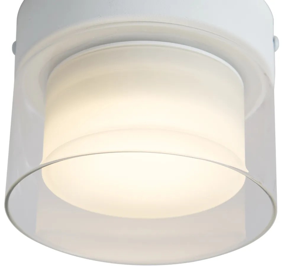 Candeeiro de Teto Moderno Branco com Vidro Transparente - Puck