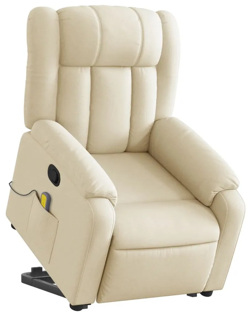 Poltrona elevatória de massagens tecido cor creme