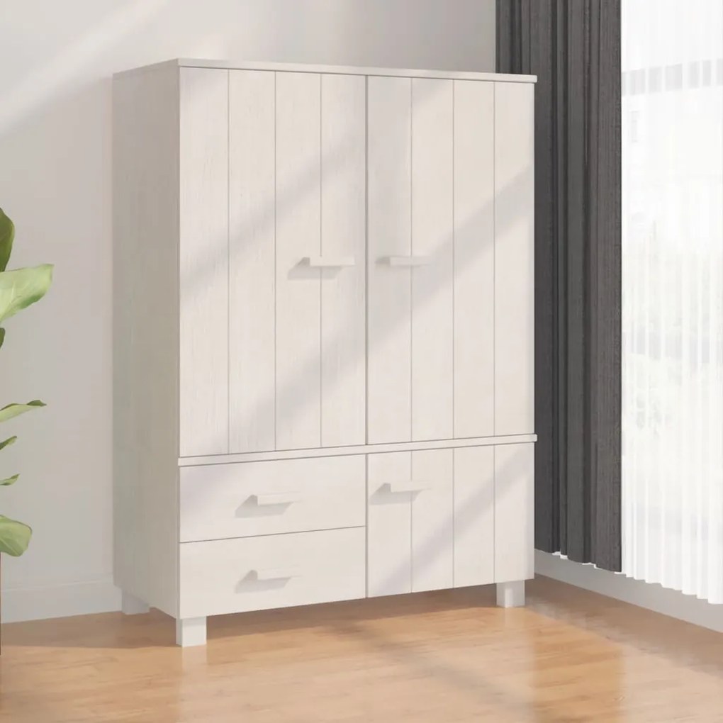 340477 vidaXL Roupeiro HAMAR 99x45x137 cm pinho maciço branco
