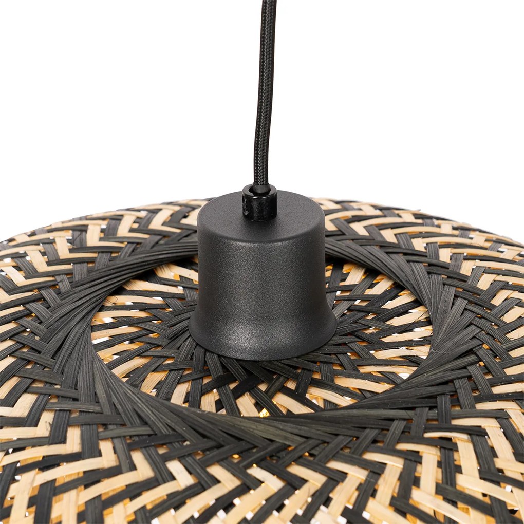 Candeeiro de suspensão oriental bambu preto 40 cm - Ostrava