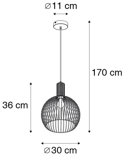Candeeiro Pendente Design Redondo Preto 30cm - Dos Moderno,Design