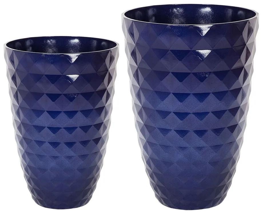 Conjunto de 2 vasos decorativos azul marinho FERIZA Beliani